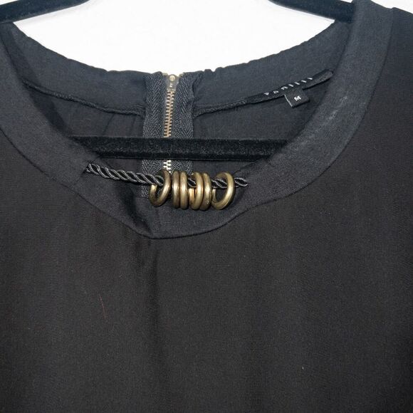 Panitti Black Overlay Striped A-Line Dress Size Medium‎ - Picture 4 of 10